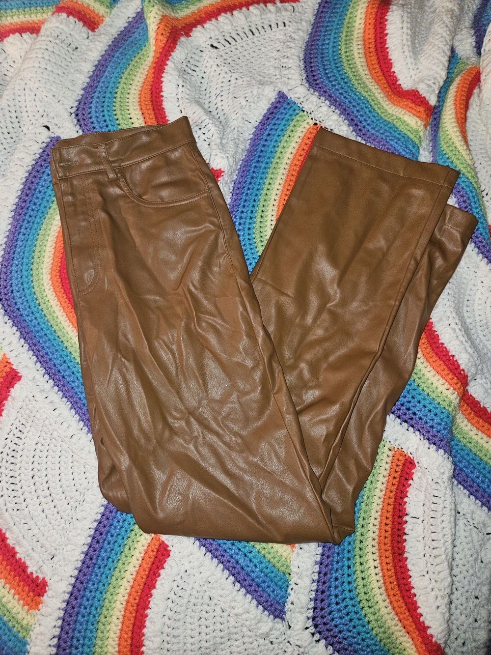 Zara Faux Leather Pants Caramel